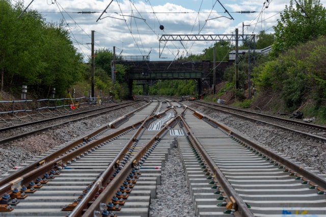Warrington - Dallam Junction new switches and crossings before ballast dropping: Warrington - Dallam Junction new switches and crossings before ballast dropping