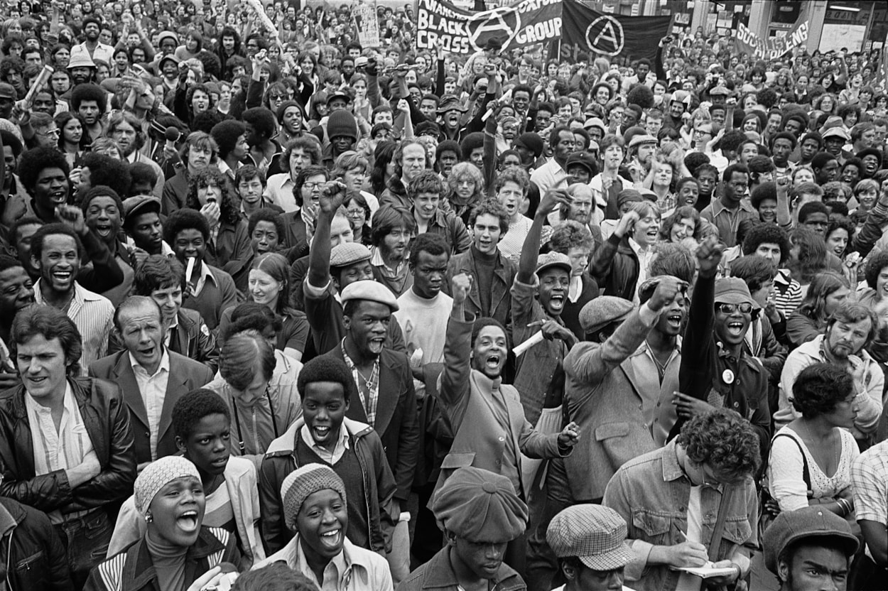 Resistance at Leeds Art Gallery: Paul Trevor, Anti-racists gather to block route of National Front demonstration, New Cross Road, London, August 1977 © Paul Trevor
Leeds Art Gallery will present Steve McQueen: Resistance – How Protest Shaped Britain and Photography Shaped Protest, an exhibition conceived by renowned artist and filmmaker Steve McQueen and curated in collaboration with Clarrie Wallis and Emma Lewis of Turner Contemporary. The exhibition will open later this year, it was announced today.
The exhibition will explore how acts of resistance have shaped life in the UK and the powerful role photography has played in both documenting and driving change.