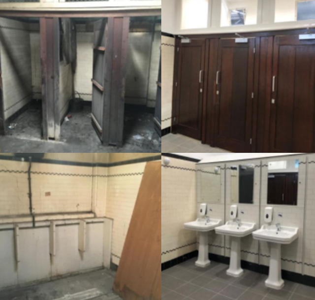 New toilets at Bristol Temple Meads, before and after