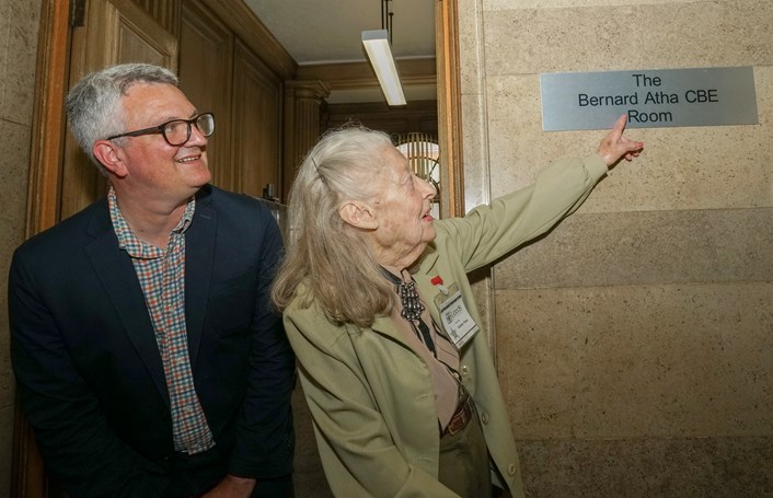 Civic Hall room re-named in honour of Honorary Alderman Bernard Atha CBE: Cllr Lewis Sheila 1