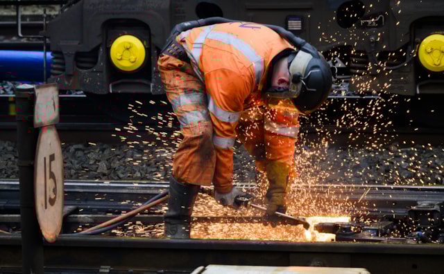 PHOTO Welding at Willesden Junction during Easter rail upgrades 2026: PHOTO Welding at Willesden Junction during Easter rail upgrades 2026