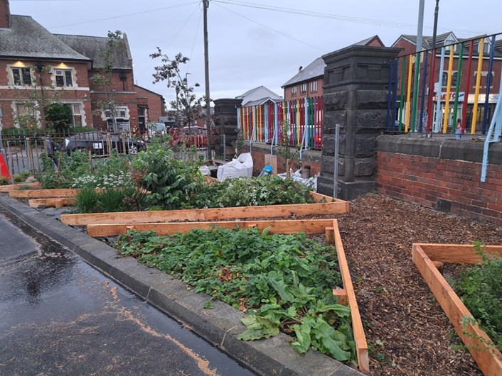 Growing beds: The new park features vegetable growing beds.