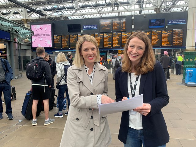 Jenny Gilruth aand Laura Mayne from NR announce electrification of Fife lines