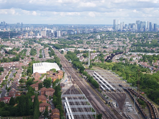 Network Rail invites £1bn private sector investment in telecoms infrastructure to upgrade rail network for passengers: Railway aerial view