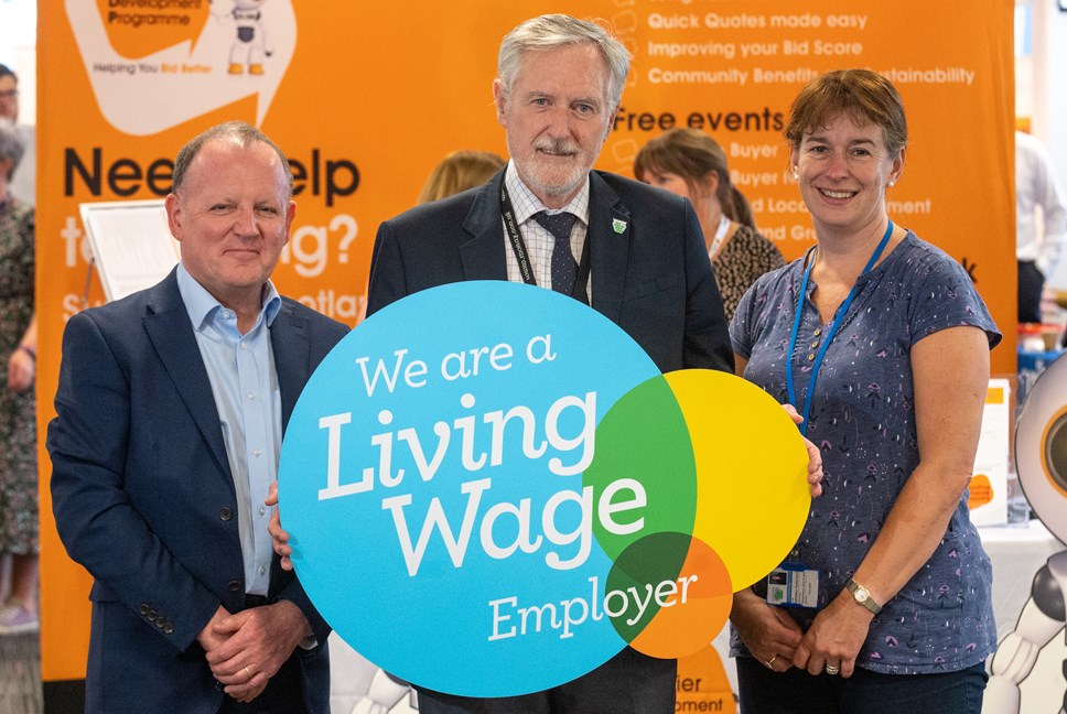 L-R  Moray Council's Chief Executive, Roddy Burns, Civic Leader, Cllr John Cowe, and Leader of Moray Council, Cllr Kathleen Robertson