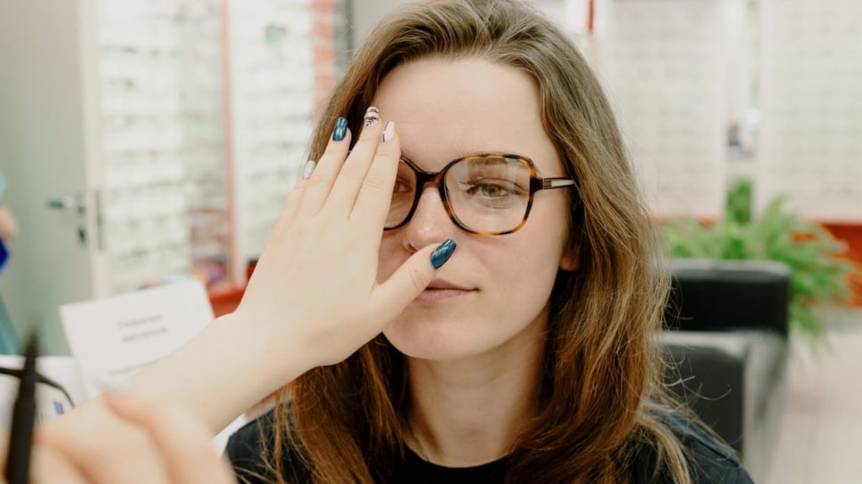 Woman having eye check