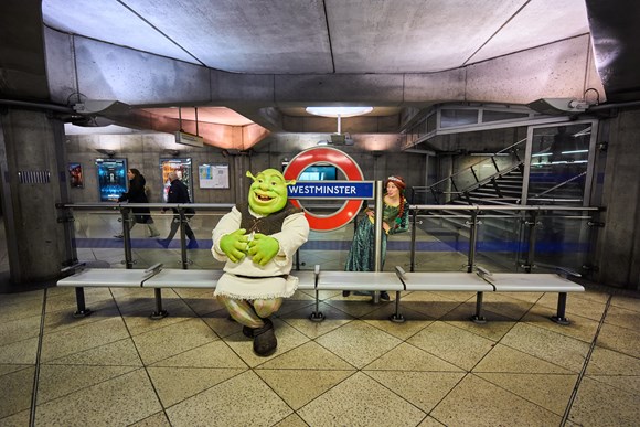 TfL Image - Shrek and Fiona waiting for the Tube