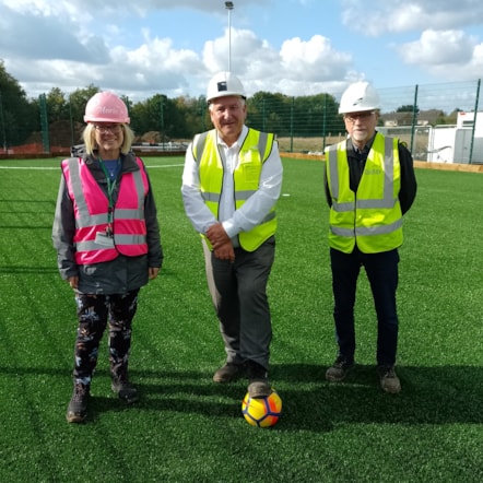 Marie Hunter, headteacher, Pens Meadow Special School with Councillor Patrick Harley, leader of Dudley Council and Paul Leyshon, chair of governors