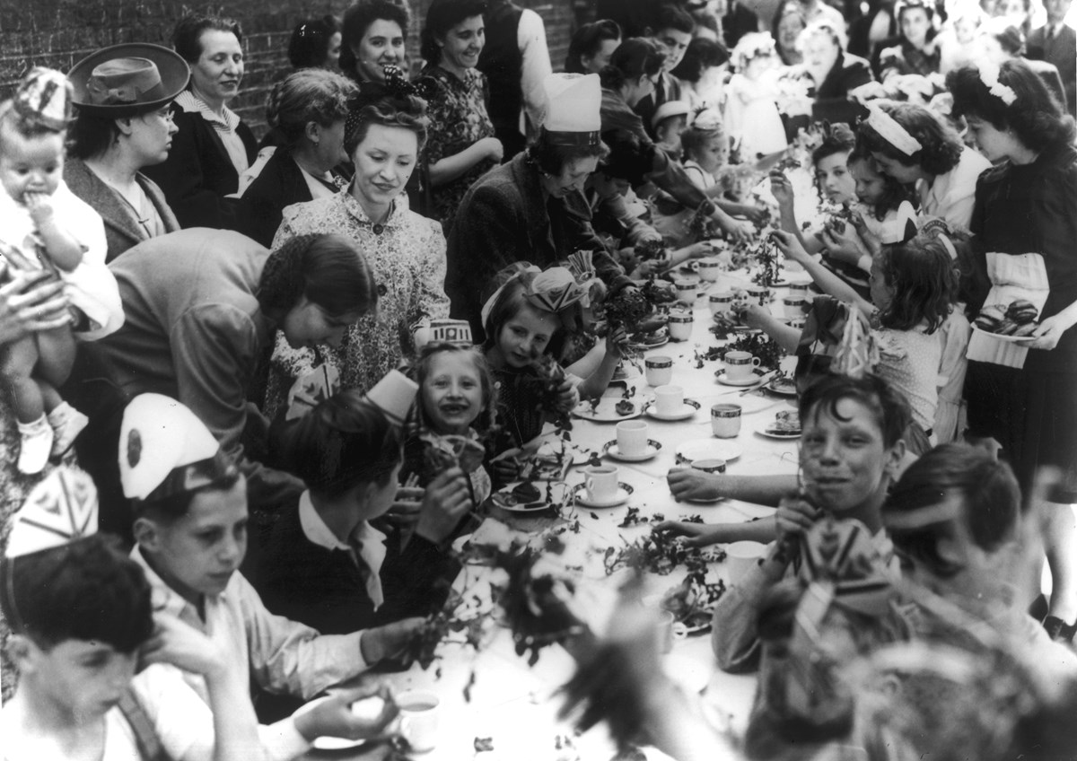 VE Day party Seward Street Finsbury May 1945