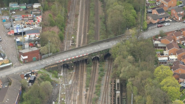 Work begins on £3.2m upgrade of Victorian railway bridge: Pepper Road Bridge aerial 1