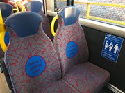 TfL image - This is a priority seat bus moquette: TfL image - This is a priority seat bus moquette