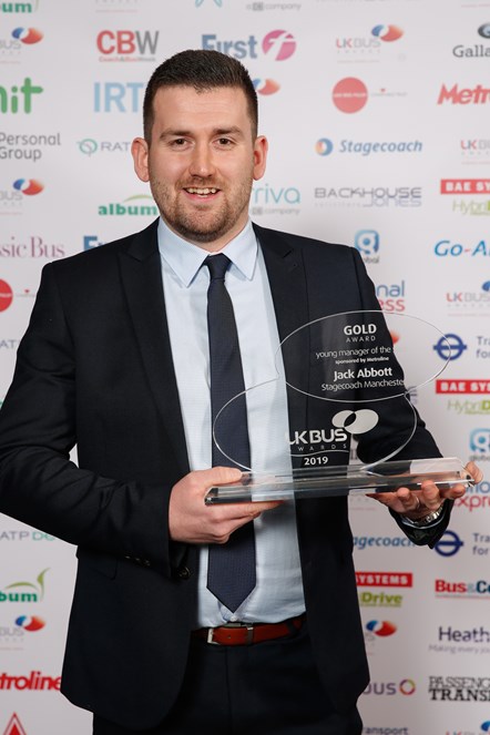 Jack Abbott receives award at the UK Bus Awards 2019