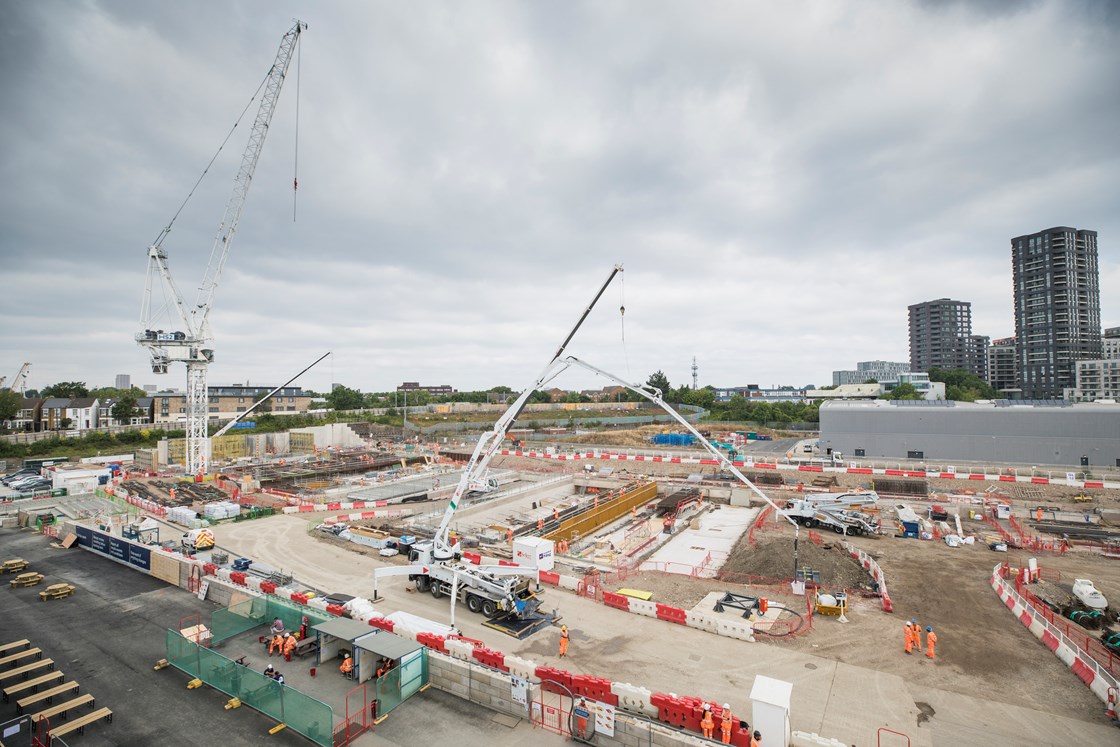 Construction progress at Old Oak Common Station, July 2022