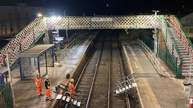 Historic Harrington station footbridge restored for passengers: Harrington station footbridge after its renovation March 2023