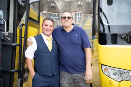 Driver Connor Grealish with Chief Mechanical Engineer Rob Liddell