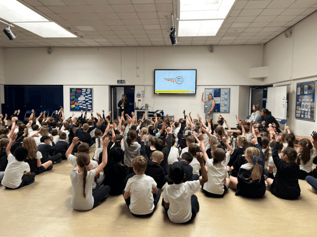Network Rail leads a safety assembly at Millbrook Junior School, Kettering