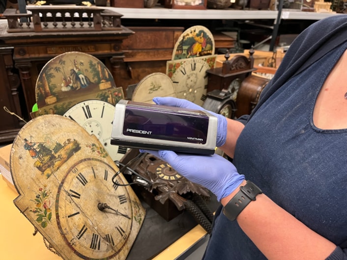 Clocks workshop: Curator Kitty Ross with a 1970s Minitman digital bedside alarm clock from the Leeds collection.
It will be featured alongside a number of historic Leeds-made clocks during next week's workshop.
