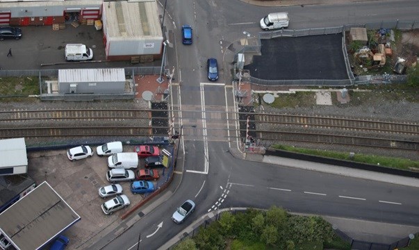 Bloxwich level crossing aerial view