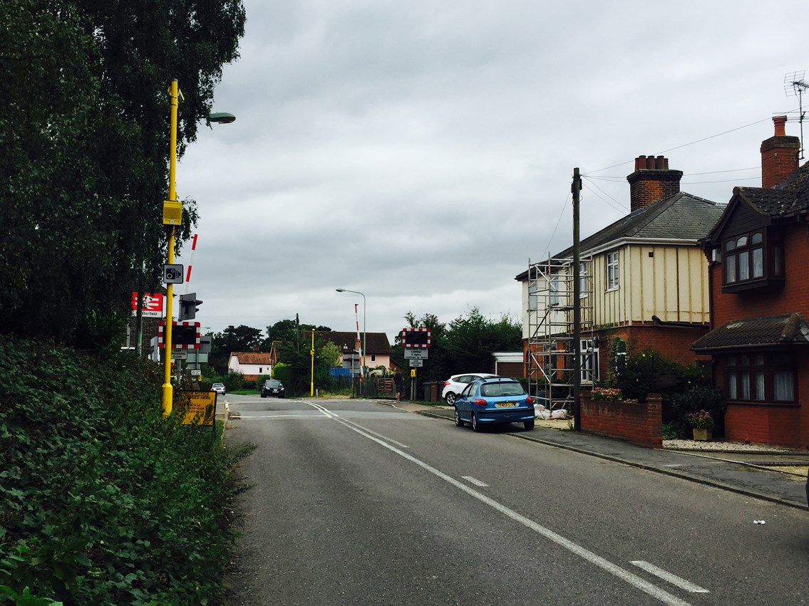 Dangerous driving at level crossings in Suffolk more than halved following installation of safety cameras: Westerfield level crossing RLSE-2
