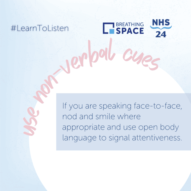 Breathing Space - Learn to listen social image carousel - 6 non verbal cues