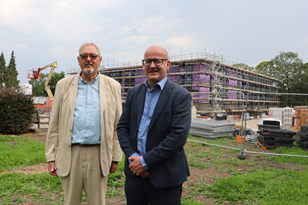 County Councillor's Gooch and Turner at the site of the new Bowgreave Rise Care Home, which is under construction - August 2022