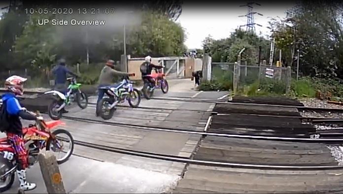 VIDEO: Shocking level crossing incidents in South East spark warning from rail crime teams: Dirt bikers and quad bikers trespass at Shornemead, near Gravesend