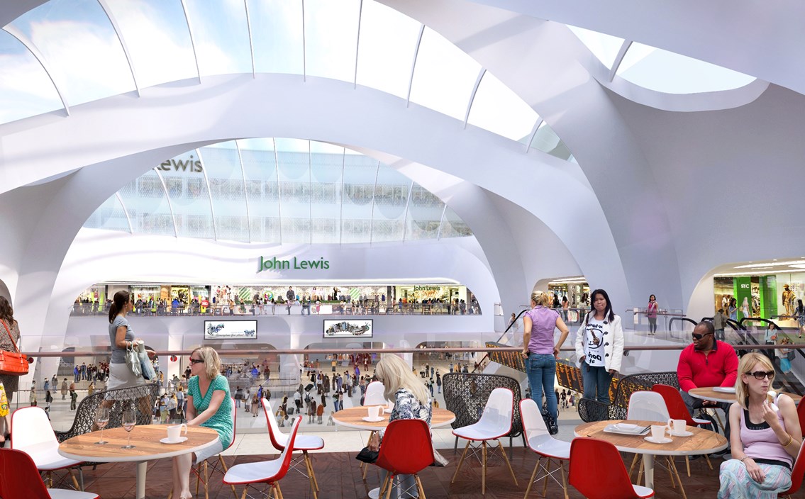 Grand Central at 80% as White Company leads the way: Artist's impression of atrium and new John Lewis store