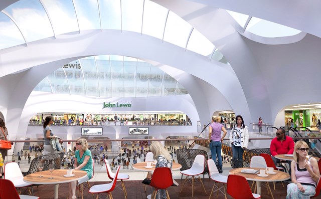 Artist's impression of atrium and new John Lewis store