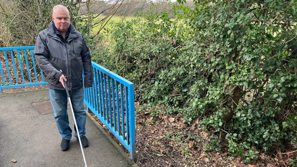 Dave Taylor receives support from the Sensory Impairment team including long cane training and route learning