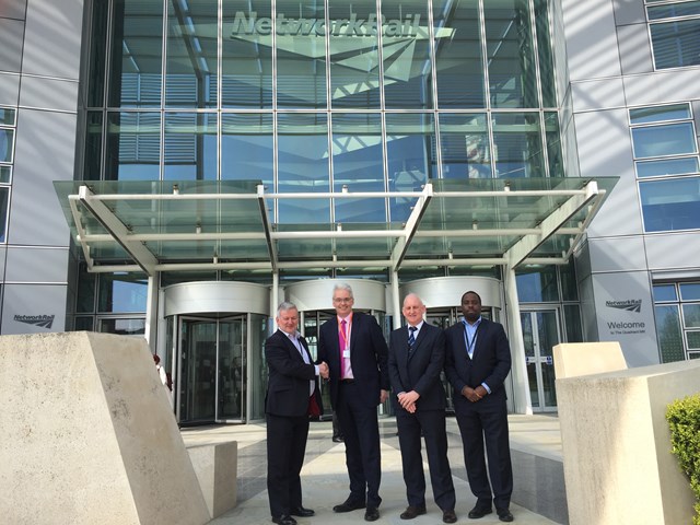 Road fleet contract signing: Kenneth Blackley, Jon Lawes, Willie Crawford, Arnold Lupunga