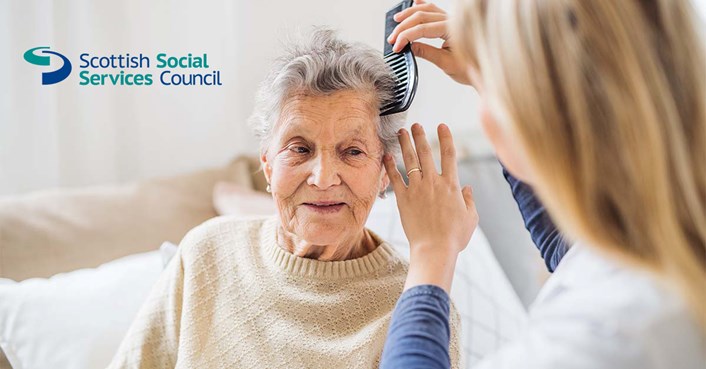 Dementia Ambassadors (image): Lady caring for older lady combing hair