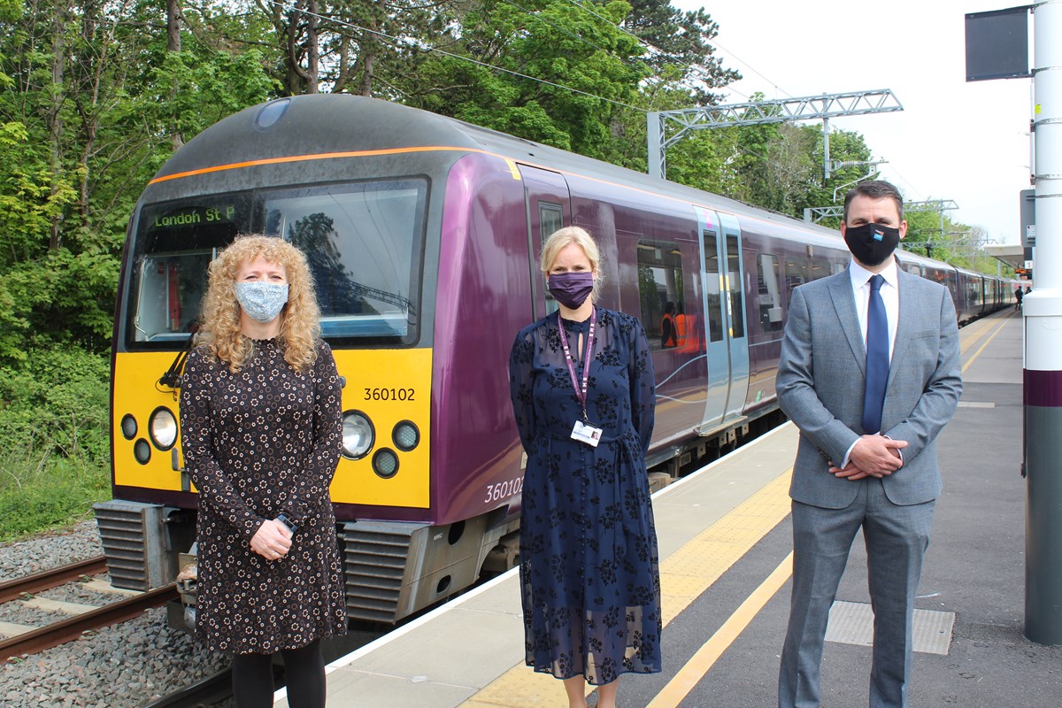 At Corby Station on Monday 17th May

From left to right:
- Julie Evans Senior Sponsor, Network Rail
- Lisa Angus, Transitions & Projects Director, EMR
- Tim Walden, Route Delivery Director, Network Rail