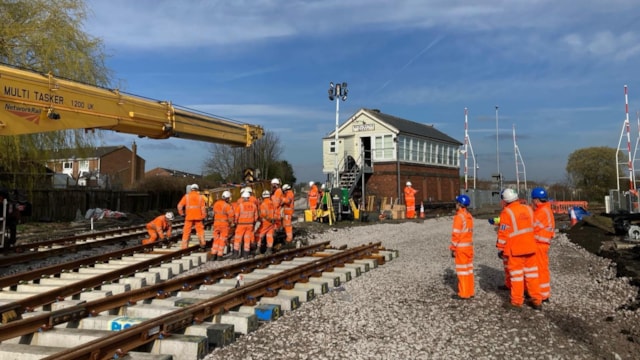 Major milestone as signalling and track completed on Northumberland Line: Engineers working to install new track on the Northumberland Line, Network Rail (1)