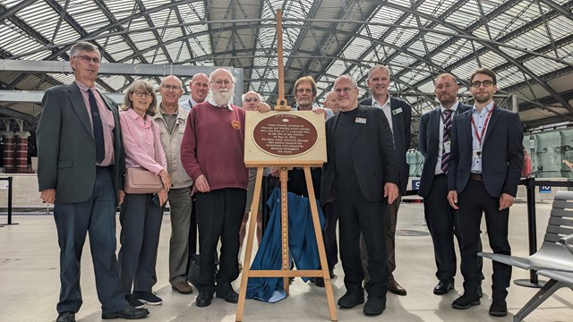 Attendees of missing plaque being re-unveiled at Liverpool Lime Street 23 June 2023