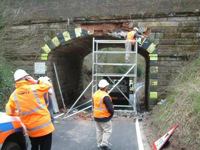 Network Rail engineers repair Vigo bridge following a bridge strike: Network Rail engineers repair Vigo bridge following a bridge strike