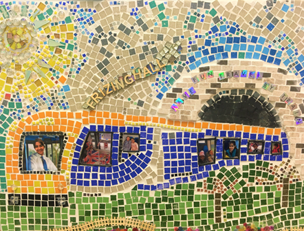 This image shows a mosaic made by Frizinghall pupils