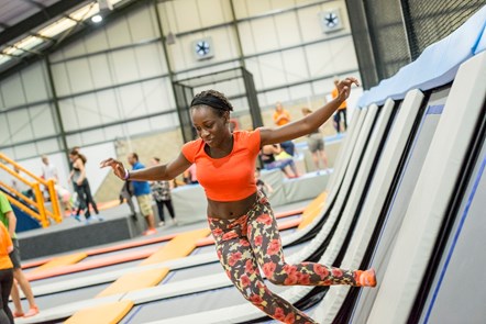 A resident uses the trampoline park at Sutton Leisure Centre. The facilites on show are similar to what is proposed at the Sobell Leisure Centre