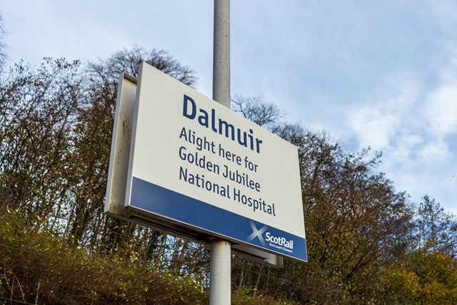 Dalmuir station sign: Dalmuir station sign