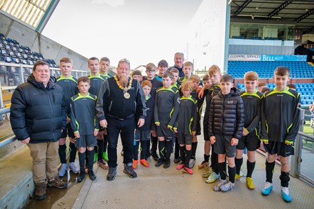 Provost Todd and Councillor Reid with The Robert Burns Academy U14 team
