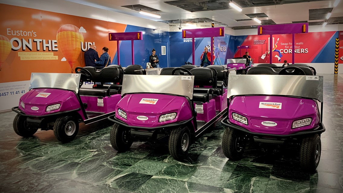 London Euston passenger assistance buggies replaced after stellar service: Three new passenger assist buggies at Euston station