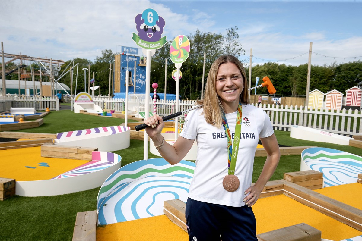 Vicky Holland Playing Crazy Golf at Thorpe Park