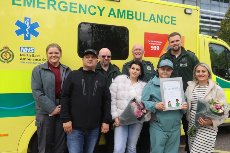 Ambulance crews reunited with young crash survivor after remarkable recovery