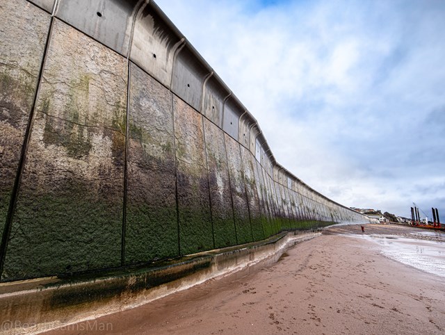 The completed first section of new sea wall