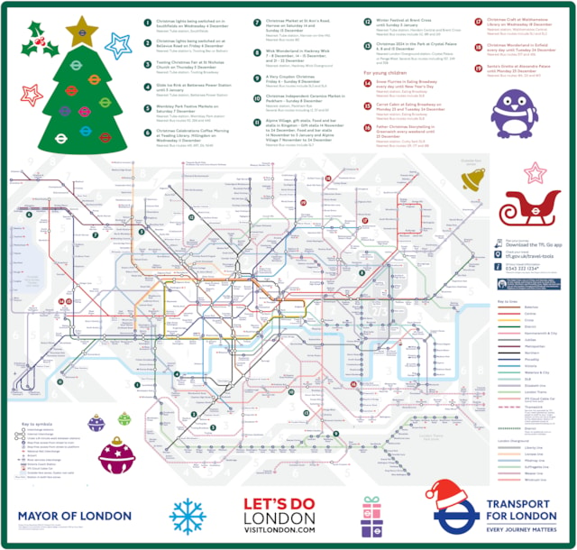 TfL Graphic - Christmas Tube map 2024