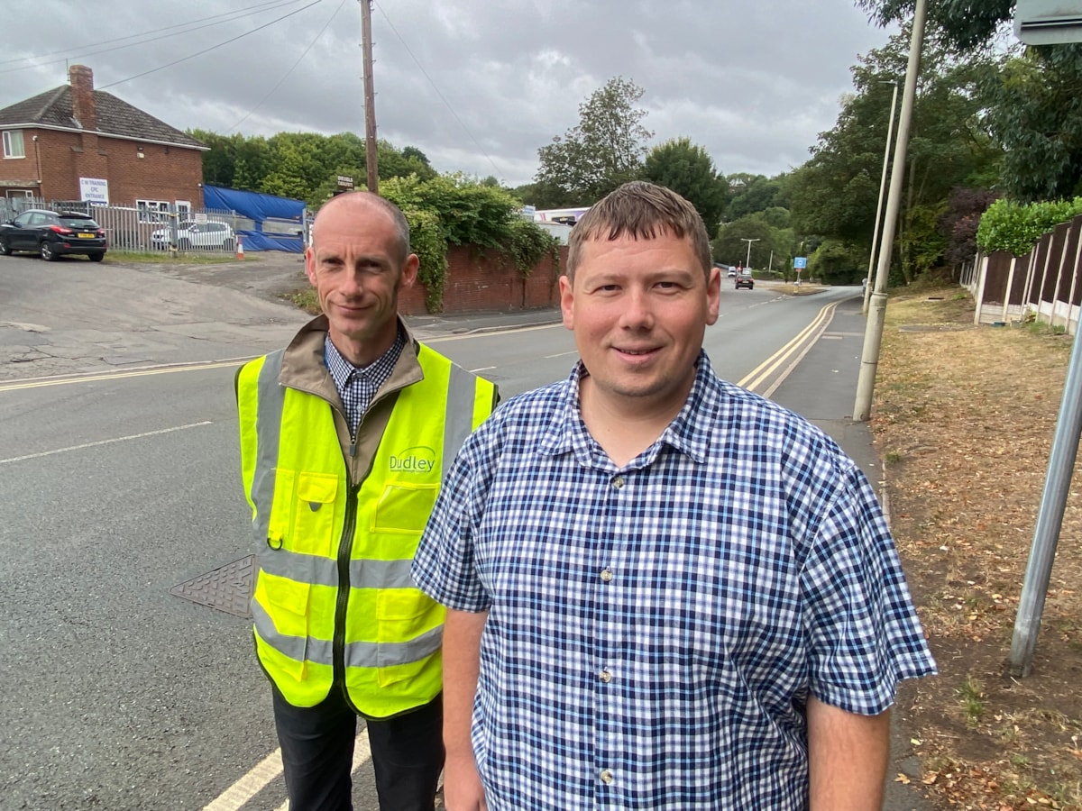 Adam Cross, traffic engineering lead, with Councillor Simon Phipps cabinet member for economy and infrastructure landscape