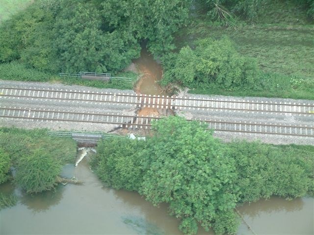 Cotswold Line Flooding: Cotswold Line Flooding - washed out embankments near Moreton-in-Marsh