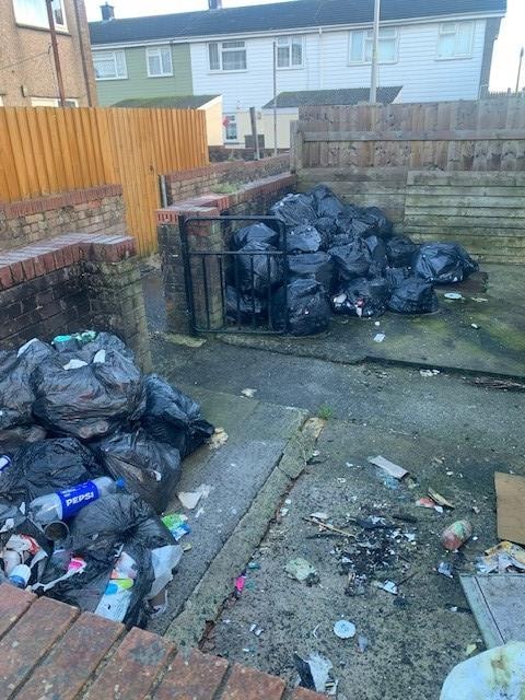 Rubbish outside Wavell Crescent