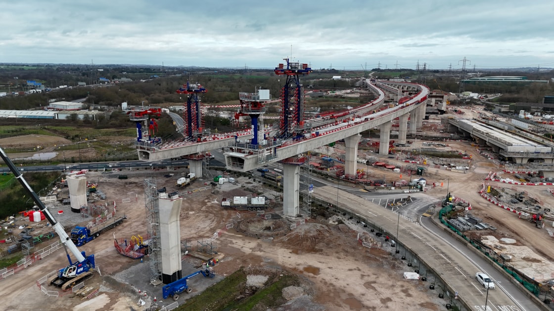Water Orton Viaducts crossing the A446 near Coleshill, Wartwickshire February 2026