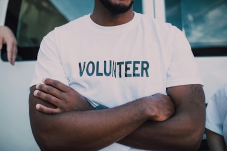 Man wearing volunteer top