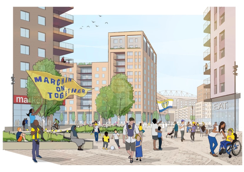 Elland Road Neighbourhood: Council’s proposals to attract multi-billion investment in new homes and leisure opportunities: Elland Road neighbourhood visualisation